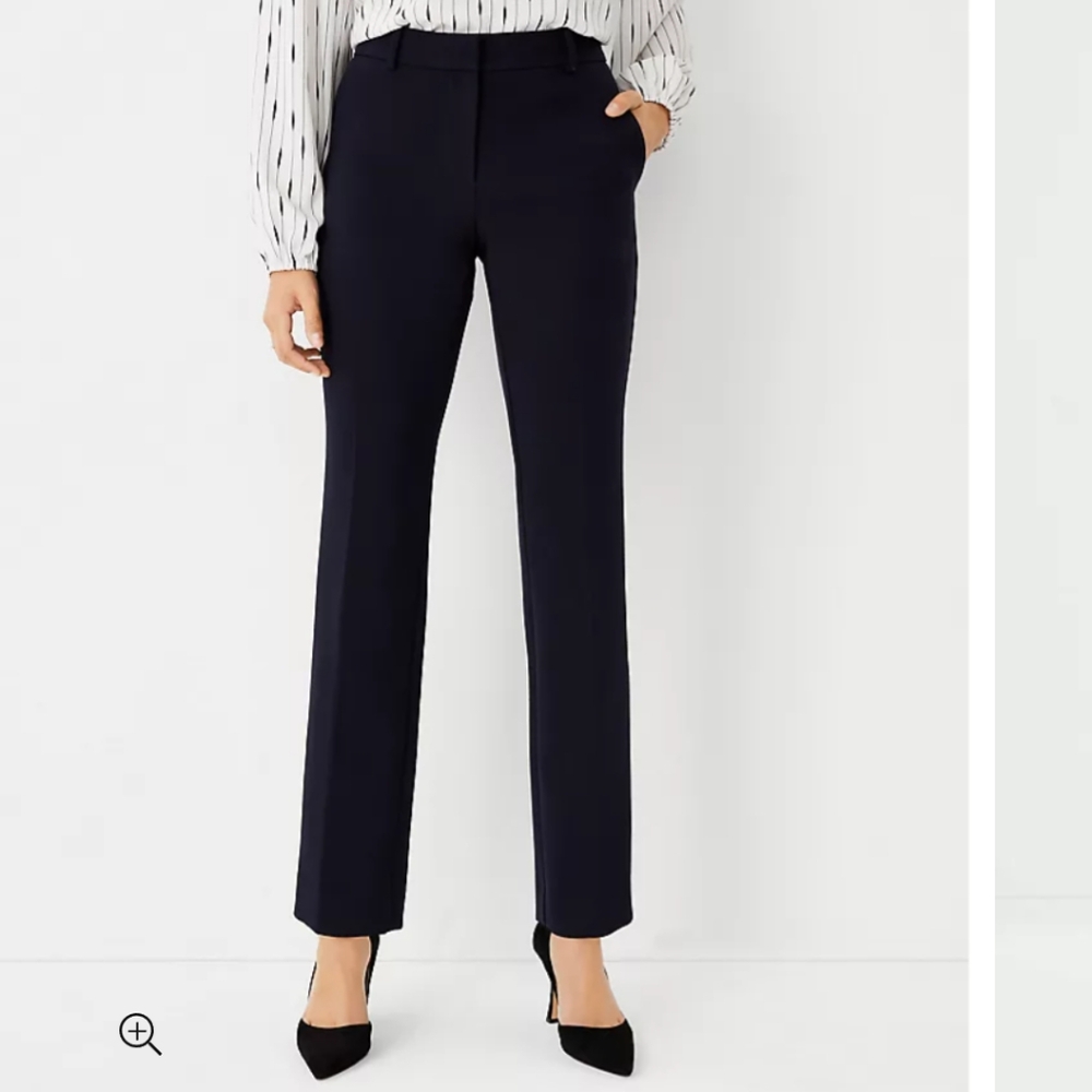 Ann Taylor Navy Curvy Straight Leg Pants - 12 Petite